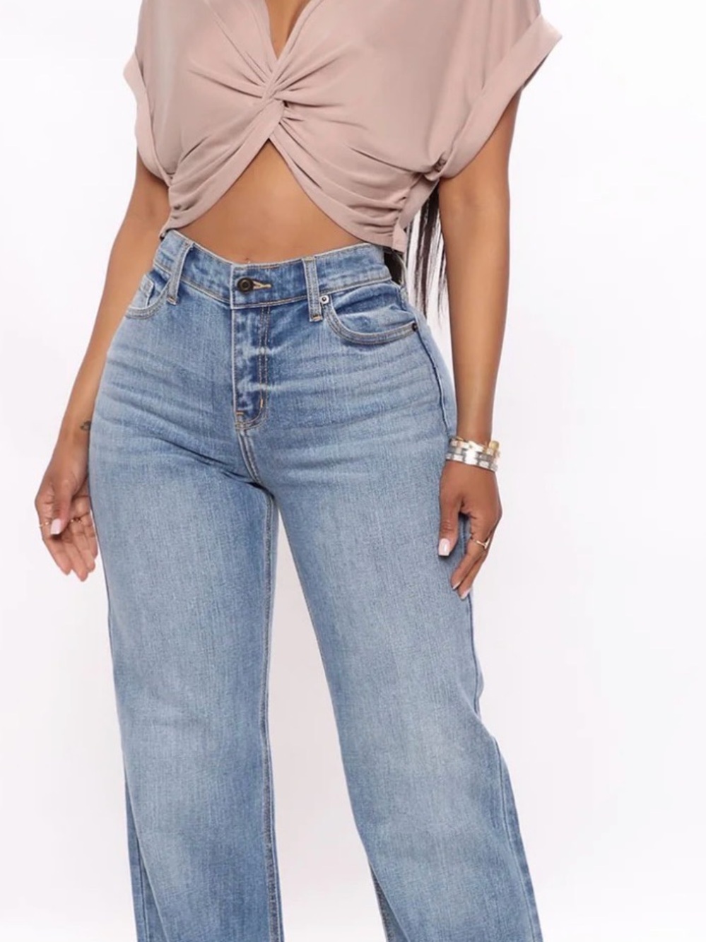 Fashion Nova Light Blue High-Rise Wide Leg Jeans